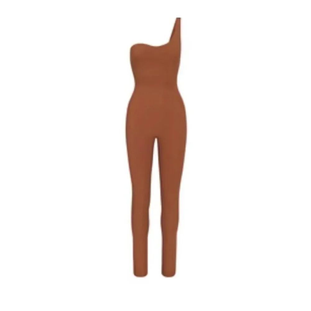 skims New one strap all in one Solid Caramel Copper Brown Jumpsuit Small